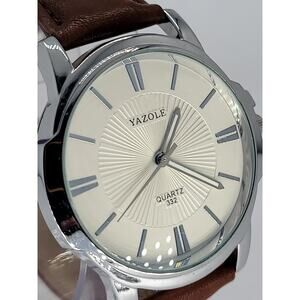 Elegant Yazole Quartz Watch with Brown Strap